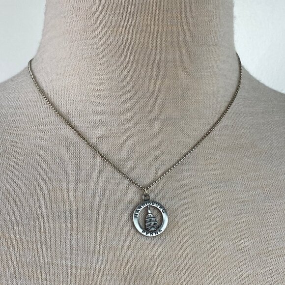 Harrisburg Penna Pewter Pendant Necklace 17" - Picture 4 of 5
